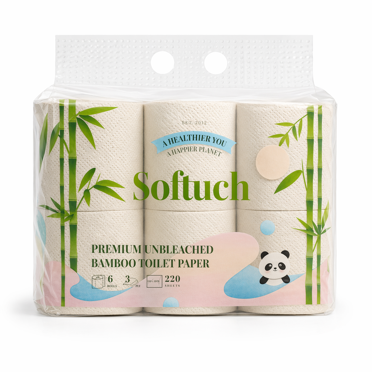 Softuch premium bamboo toilet paper packaging